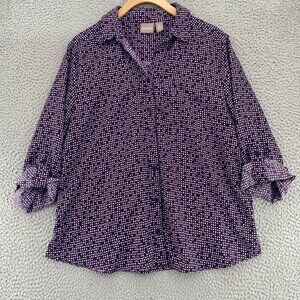 Chico's Purple Polka Dot Button Down Shirt